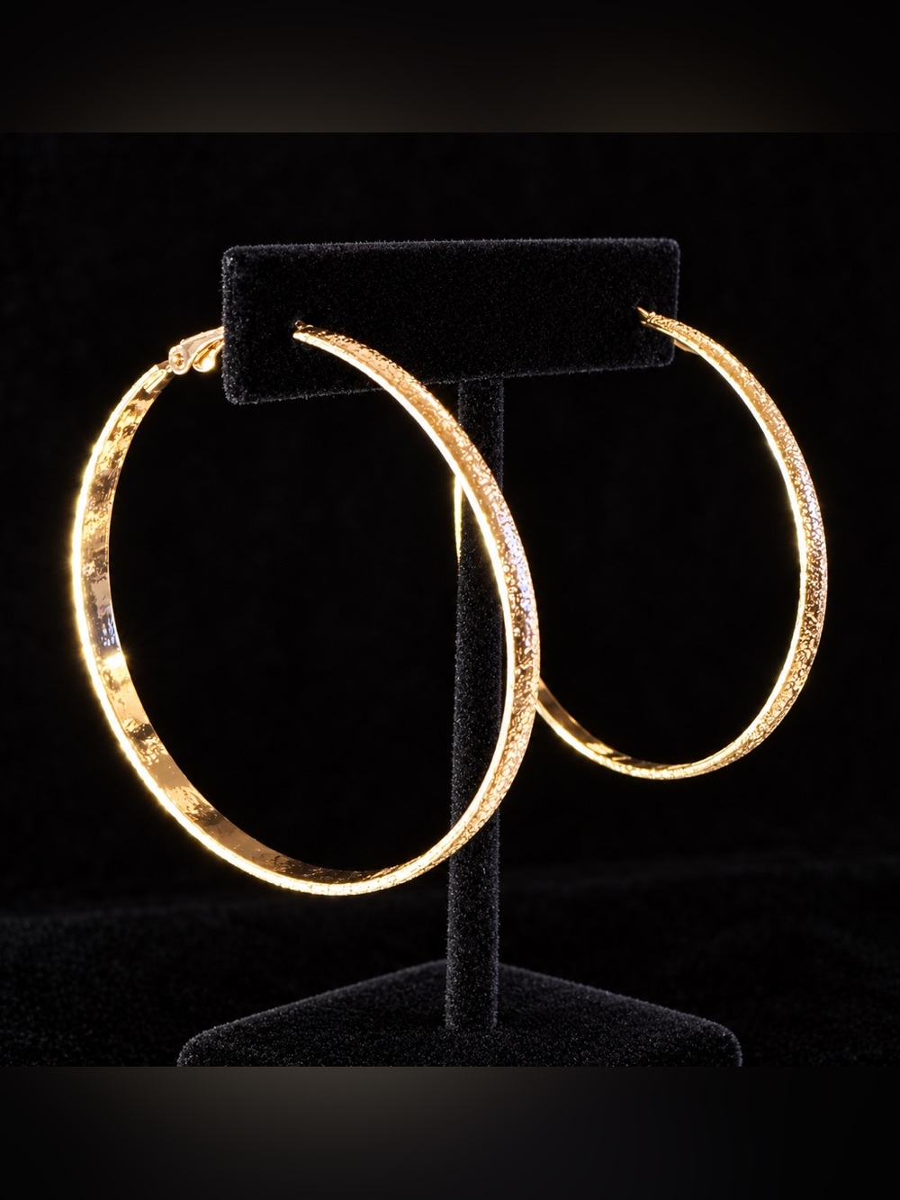 Classic Textured Big Gold Hoop Earrings